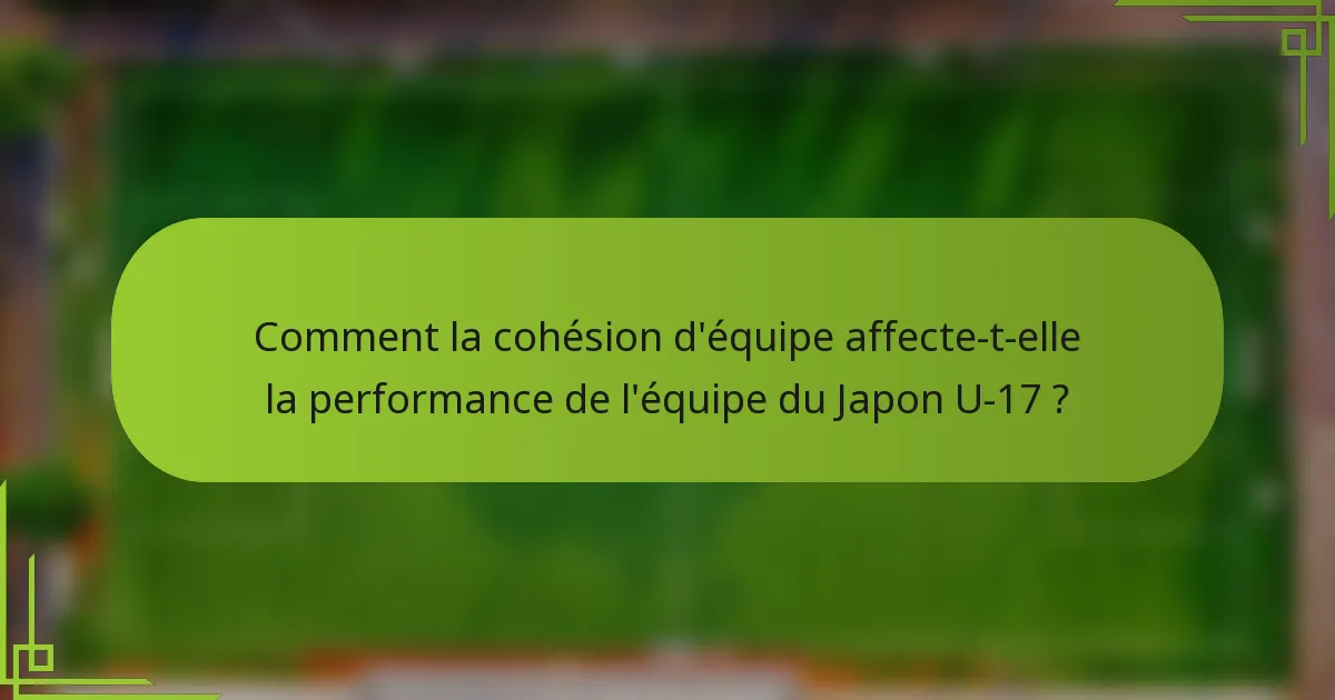 Comment la cohésion d'équipe affecte-t-elle la performance de l'équipe du Japon U-17 ?