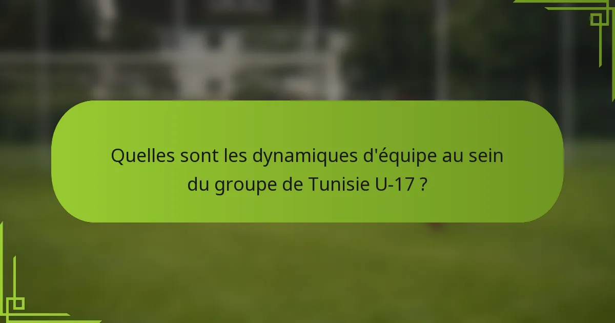 Quelles sont les dynamiques d'équipe au sein du groupe de Tunisie U-17 ?